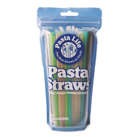 Compostable Pasta Straws – 50ct Mixed Colors Variety Pack