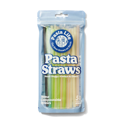 Compostable Pasta Straws – 50ct Mixed Colors Variety Pack
