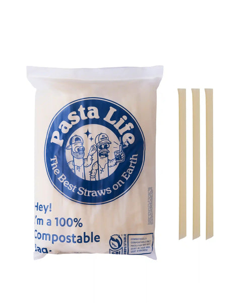 10" Boba / Milkshake Pasta Straws - Unwrapped, Pointed Tip